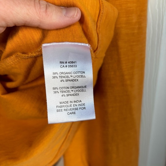 Aventura Womens Top Large Long Sleeve Mustard Organic Cotton Granola Coastal - Picture 8 of 8